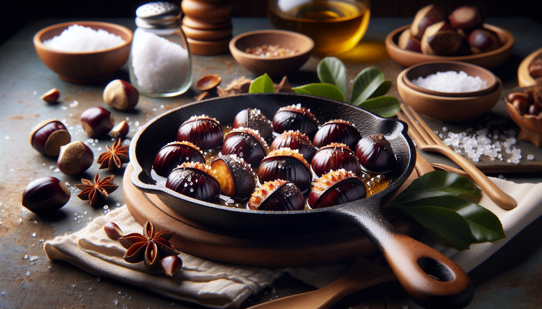 castagne in padella con il sale